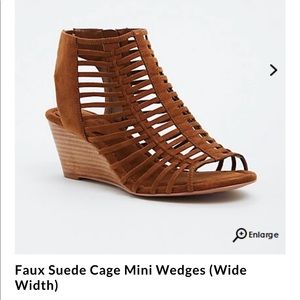 Torrid-Faux suede cage mini wedges. ***Size 8W***